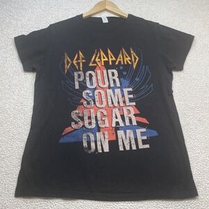 Def Leppard Pour Some Sugar On Me UK Flag T-Shirt Womens XL